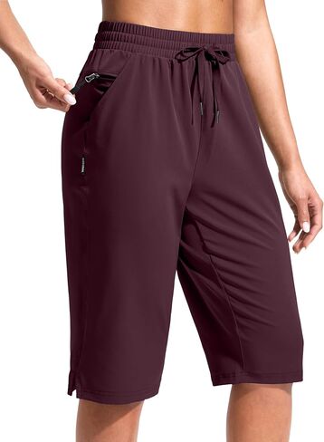 G Gradual Women's 13" Long Hiking Shorts with Zipper Pocket Lightweight Quick Dry Knee Length Bermuda Shorts for Women in Kuwait