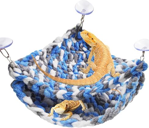 kathson Soft Bearded Dragon Hammock Double-Layered Reptiles Hammock Swing Hanging Bed with 6 Pcs Suction Cups & Hooks Tank Accessories Hammocks for Small Lizard Leopard Gecko Chameleon(Triangular) in Saudi Arabia