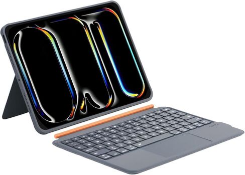 QUARK Detachable Case with Keyboard for iPad Pro 11 inch M4 2024, Bluetooth Keyboard with Ultralight Removable Cover, with Trackpad, 7-Color Backlight (Black Grey) in Saudi Arabia