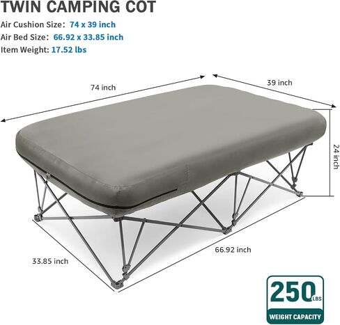 KAMPKEEPER Camping Cots for Adults 2 Person and Inflatable Air Mattress - Perfect for Outdoor Travel, Camping, Beach Vacation - Supports 500 Lbs (Not Included The Airpump) in Saudi Arabia