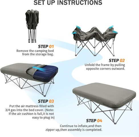 KAMPKEEPER Camping Cots for Adults 2 Person and Inflatable Air Mattress - Perfect for Outdoor Travel, Camping, Beach Vacation - Supports 500 Lbs (Not Included The Airpump) in Saudi Arabia