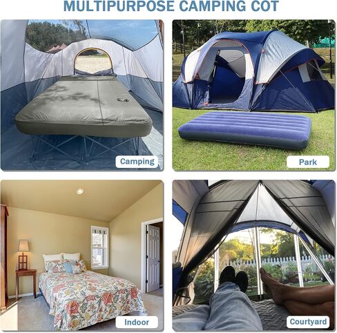 KAMPKEEPER Camping Cots for Adults 2 Person and Inflatable Air Mattress - Perfect for Outdoor Travel, Camping, Beach Vacation - Supports 500 Lbs (Not Included The Airpump) in Saudi Arabia