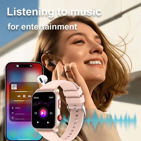 QTLLBT 9 Languages ​​Translation Watch Smart Watch Bluetooth Call (الإجابة/إجراء مكالمات) تعقب اللياقة البدنية IP68 Waterproof 100+ معدل ضربات القلب الرياضي Sleep Android iPhone Men and Women Smart Watch (Black) in Kuwait