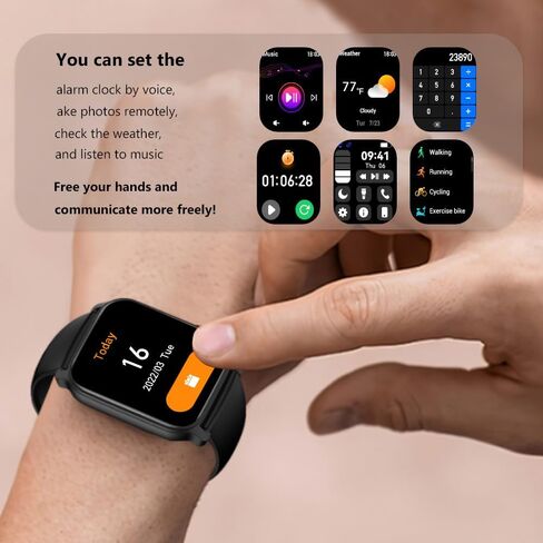 QTLLBT 9 Languages ​​Translation Watch Smart Watch Bluetooth Call (الإجابة/إجراء مكالمات) تعقب اللياقة البدنية IP68 Waterproof 100+ معدل ضربات القلب الرياضي Sleep Android iPhone Men and Women Smart Watch (Black) in Kuwait