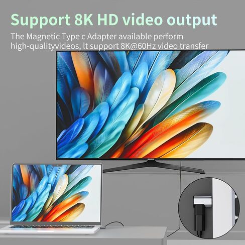 USB C Magnetic Adapter 100W, Magnetic USB C Adapter with 11 Pins, 480Mbps Data Transfer, PD Fast Charging for MacBook Pro/Air, Type C Devices 1adapters, 2 Plugs in Saudi Arabia