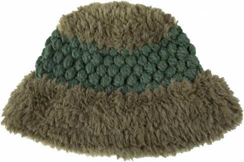 Fuzzy Kintted Bucket Hat for Women Faux Fur Winter Soft Hat Outdoor Cap in Saudi Arabia