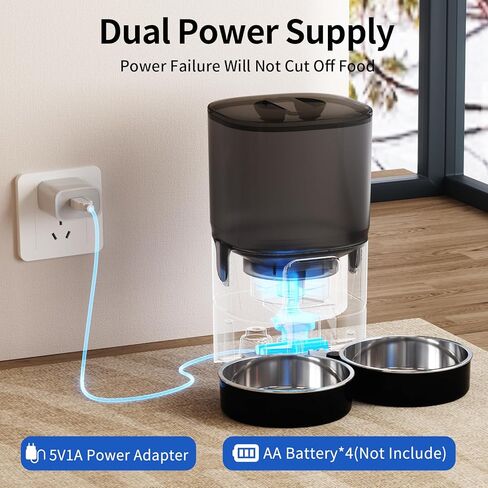 7L Automatic Cat Feeder for 2 Cats, 2-Way Splitter Timed Cat Dry Food Dispenser with 2 Bowls, Programmable Control 1-12 Meals, Dual Power Supply, Auto Pet Feeder for Multi-Pet in Saudi Arabia