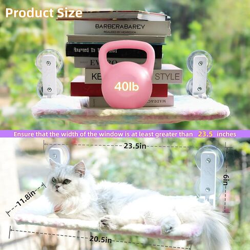 Foldable Cat Window Perch, Cordless Cat Hammock with Strong Suction Cups for Cats Inside, Gradient Color Shiny Fabric, Cute Pet Seat Bed for Kittens with Movable Toy Hooks (Small) in Kuwait