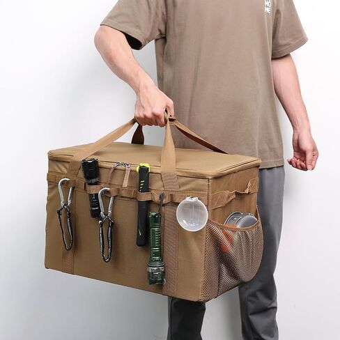 Tactical Camping Storage Bag 46L Structured and Foldable Tote Bag Camp Kitchen Organizer Trunk Organizer (Black) in Kuwait
