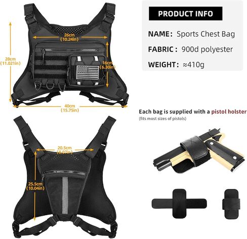Running Chest Bag Tactical Running Vest with Pistol Holster Versatile Motorcycle Chest Pouch CCW Chest Pack in Saudi Arabia