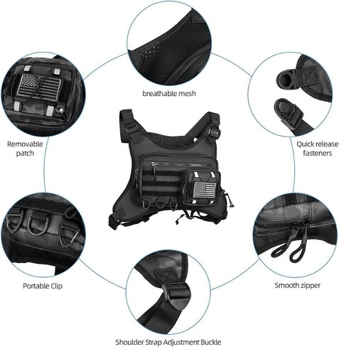 Running Chest Bag Tactical Running Vest with Pistol Holster Versatile Motorcycle Chest Pouch CCW Chest Pack in Saudi Arabia