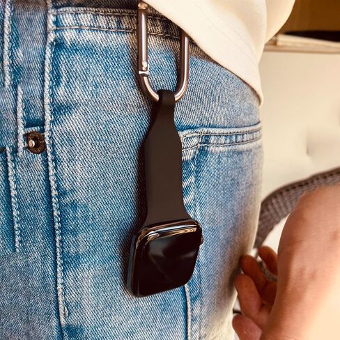 Metal Silicone Watch Band Compatible with Apple Watch Fob Necklace Keychain Clip Pocket watch Case 38mm 40mm 41mm 42mm 44mm 45mm for women men,Replacement Band for iwatch Series 9-1/SE. in Saudi Arabia
