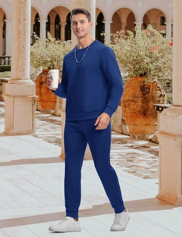 TBMPOY Mens Sweatsuits 2 Piece Set Tracksuits Jogging Outfits Long Sleeve Tops Jogger Pants Sweat Track Suits Casual Athletic Dark Grey XL in Kuwait