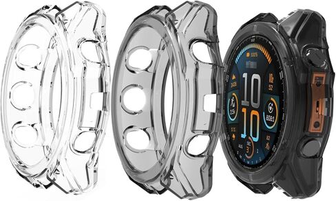 متوافق مع سلسلة Garmin Fenix ​​8 Multisport Smartwatch 47 مم ، تغطية مصدٍ رقيقة خفيفة الوزن مرنة TPU لسلسلة الساعات الذكية 47 مم ، (شفاف+برتقالي واضح) in Kuwait