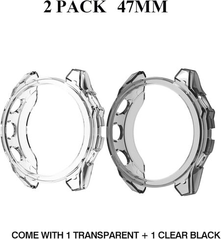 متوافق مع سلسلة Garmin Fenix ​​8 Multisport Smartwatch 47 مم ، تغطية مصدٍ رقيقة خفيفة الوزن مرنة TPU لسلسلة الساعات الذكية 47 مم ، (شفاف+برتقالي واضح) in Kuwait