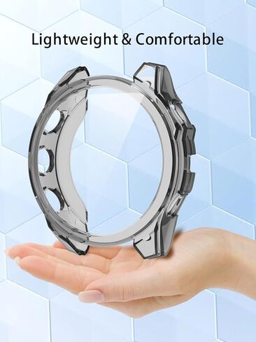 متوافق مع سلسلة Garmin Fenix ​​8 Multisport Smartwatch 47 مم ، تغطية مصدٍ رقيقة خفيفة الوزن مرنة TPU لسلسلة الساعات الذكية 47 مم ، (شفاف+برتقالي واضح) in Kuwait