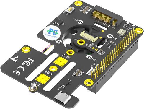 Sintech M.2 NVMe to PCIe 3 in 1 Combo Adapter Card with Cooler Fan and Automatic Discoloration LED for Raspberry Pi 5 (Support 2230,2242,2280 SSD) in Saudi Arabia