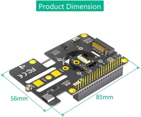 Sintech M.2 NVMe to PCIe 3 in 1 Combo Adapter Card with Cooler Fan and Automatic Discoloration LED for Raspberry Pi 5 (Support 2230,2242,2280 SSD) in Saudi Arabia