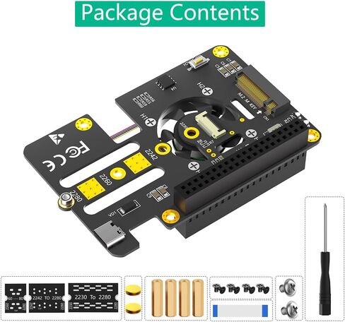 Sintech M.2 NVMe to PCIe 3 in 1 Combo Adapter Card with Cooler Fan and Automatic Discoloration LED for Raspberry Pi 5 (Support 2230,2242,2280 SSD) in Saudi Arabia