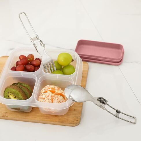 Camping Utensils Folding Spork Set, Fork and Spoon With Storage Box, Stainless Steel Tableware Accessories, Portable Outdoor Kitchen Set for Travel, Picnic, Hiking, Backpacks in Saudi Arabia
