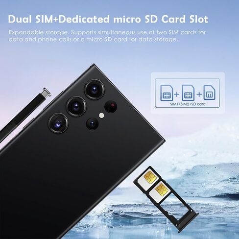 I24 Ultra 5G Unlocked Smartphone w/S Pen, 8GB RAM 256GB ROM, 6800mAh Battery | 6.8" FHD+ 120Hz Display | 80MP Pro Camera | Face ID/Dual SIM/GPS Global Version Black in Saudi Arabia