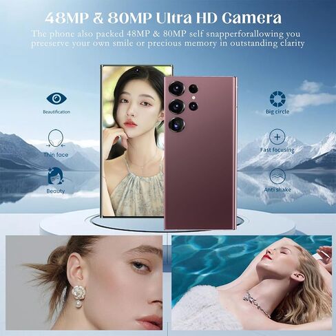I24 Ultra 5G Unlocked Smartphone w/S Pen, 8GB RAM 256GB ROM, 6800mAh Battery | 6.8" FHD+ 120Hz Display | 80MP Pro Camera | Face ID/Dual SIM/GPS Global Version Black in Saudi Arabia