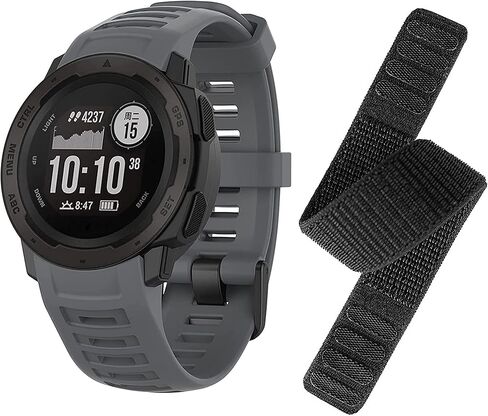 متوافق مع Garmin Instinct Bands، استبدال حزام رياضي من السيليكون + حزام رياضي خفيف الوزن من النايلون المنسوج متوافق مع Garmin Instinct/Solar GPS Smartwatch، لهب أحمر + أسود in Kuwait