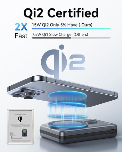 10000mAh Magnetic Portable Charger for iPhone, 15W Qi2 Wireless Power Bank Built in USB-C Cable, 20W USB C Output, Alloy Stand, External Battery Pack Compatible with Magsafe for iPhone 16-12, Grey in Saudi Arabia