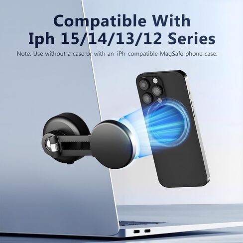 Upgraded 360° Adjustable Vacuum Magnetic Phone Holder for Car, Portable Electric Suction Car Phone Mount for Mirror, Smooth Surface, Suitable for iPhone 16 15 14 13 12 Car Mount, Black in Saudi Arabia
