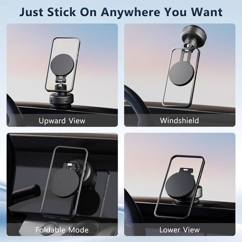 Upgraded 360° Adjustable Vacuum Magnetic Phone Holder for Car, Portable Electric Suction Car Phone Mount for Mirror, Smooth Surface, Suitable for iPhone 16 15 14 13 12 Car Mount, Black in Saudi Arabia
