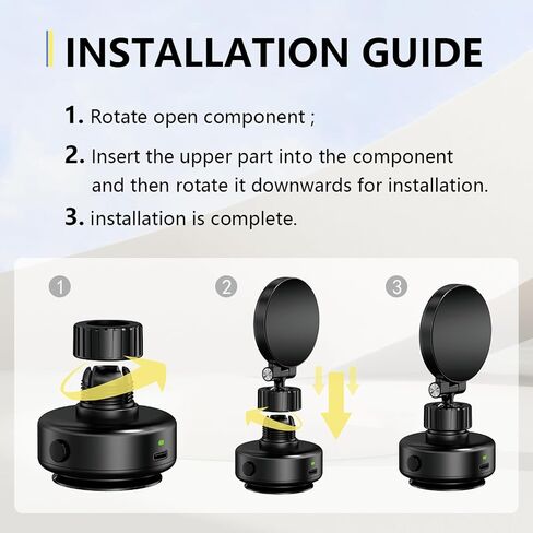 Upgraded 360° Adjustable Vacuum Magnetic Phone Holder for Car, Portable Electric Suction Car Phone Mount for Mirror, Smooth Surface, Suitable for iPhone 16 15 14 13 12 Car Mount, Black in Saudi Arabia
