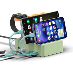 KFD Charging Station for Multiple Devices, 70W 5-Port USB C Fast Charger Stations for iPhone iPad Android Cell Phone Kindle Tablet, Multi-Device Organizer Docking Station, Multi Charger Organizer