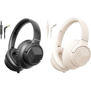 Headphones Wired with Microphone, Over Ear Foldable 3.5mm Plug in Headphones with 4.9ft Tangle-Free Nylon Cord