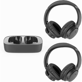 Avantree Ensemble & AS50Q Bundle - Wireless Headphones for TV Watching with Charging Dock & Transmitter, Comfortable for Seniors, Compatible with TVs Equipped with Optical or AUX Audio Output Ports