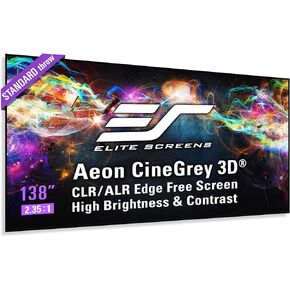 Elite Screens 138 inch CLR and ALR Projector Screen 2.35:1 4K, Standard Throw Projection, Edge Free Fixed Frame Projector Screen for Indoor Movie Screen Home Theater - Aeon CineGrey 3D AR138C3D-WIDE