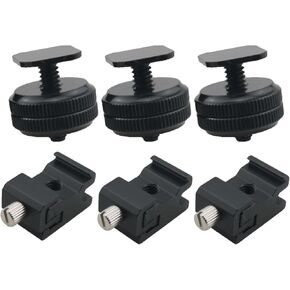 6PCS Black Aluminium Alloy Hot Boot Mount Adapters Flash Bracket Converter for 1/4 inch Threaded Tripods or Light Stand
