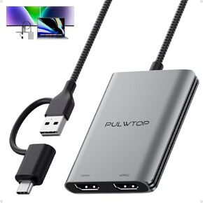 Displaylink Adapter, USB C to HDMI Adapter with Dual Monitor for Mac M1/M2/M3/M4, USB C to Dual HDMI for MacBook, Laptops, iMac, Driver Required