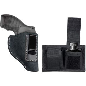 KOSIBATE Nylon Speedloader Pouch with IWB Leather Holster Fits Most J Frame Revolvers