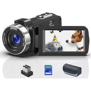 8K Camcorder, 64MP IR Night Vision Video Camera, 18X Zoom WiFi Digital Touch Screen Camcorder for YouTube with 32G SD Card and Two Batteries