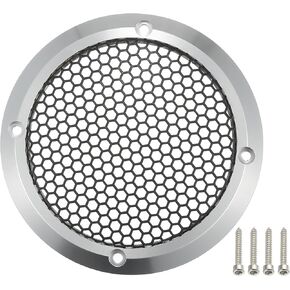 Acropix Universal 3.5 "شوايات مكبر الصوت تغطية شبكة جولة 3.5 بوصة مكبر صوت مكبر صوت مضخم صوت الحارس مع مسامير التثبيت الحديد ألومنيوم سبيكة الفضة النغمة السوداء - حزمة 1
