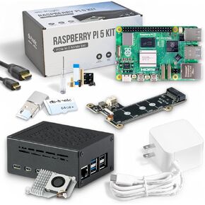 Raspberry Pi 5 8GB PCIe M.2 NVMe - Set | Metal case | Active Cooler | M.2 NVMe SSD PCIe Board | Official USB-C 27W Power Supply | 64GB Edition | 4K Micro HDMI