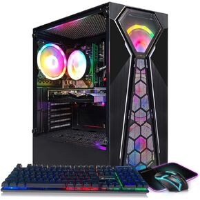 STGAubron Gaming PC Computer Desktop, Radeon RX 560 4G GDDR5, Intel core i5 up to 3.6G, 16G RAM, 512G SSD, 600M WiFi, BT 5.0, RGB Fan x2, Windows 10 Home