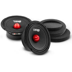 DS18 Pair of 6.5" Midrange Speakers with Pair of Fast Ring Speaker Baffle 480W Max, 8 Ohms - Quality Audio Door Speakers for Car or Truck Stereo Sound System (2 Speakers and Pair of Speaker Baffles)