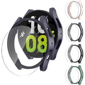 4 حزمة لـ Samsung Galaxy Watch 6 40mm/44mm شاشة الشاشة CASE CASE HARD PC WACK WAGE COPPER CASE PRADED GLASS FILL in Kuwait