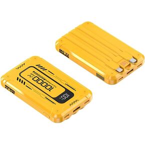 Mini Power Bank تم إنشاؤه في 3 كابلات شاحن محمول 10000 مللي أمبير في الساعة مع عرض مرآة LED متوافق مع الهواتف المحمولة تقريبًا (أصفر) in Kuwait