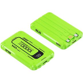 Mini Power Bank Built in 3 Cables Slim 10000 mAh Portable Charger with LED Mirror Display Compatible Almost Cell Phones (Yellow)