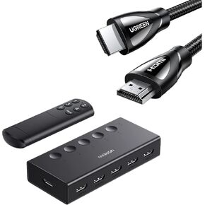UGREEN HDMI Switch 5 in 1 Out 4K@60Hz Bundle with 6.6FT 8K HDMI Cable 2.1