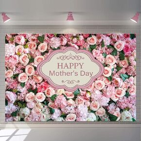 Happy Mother's Day Backdrop 10x8FT Flowers Photography Background for Mother's Day Party Decoration Banner Studio Supplies Photo Props