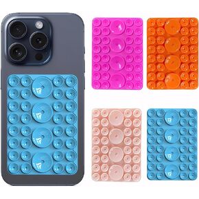 4 Pack Silicone Double Sided Suction Cup Phone Holder, Detachable Hands Free & Strong Grip Holder for Selfies & Videos