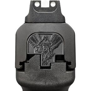 Milspin Slide Back Plate Compatible with Smith and Wesson M&P M2.0 Full Size and Compact and M&P Standard Full Size and Compact | Deep Engraved | Veteran Made in USA (Blacked Out 3D St. Michael)